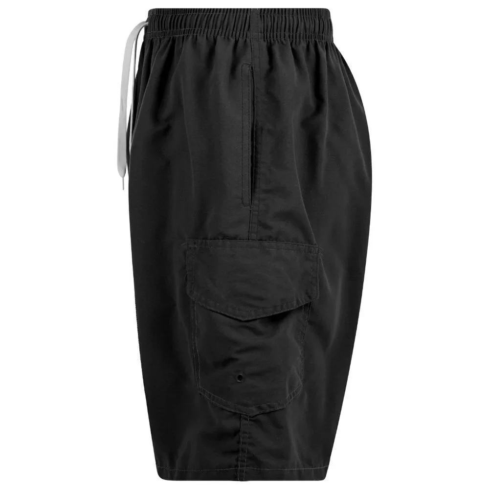 Men Swimming Trunks 3 Pockets Swim Cargo Shorts Suit Beach Surf Board, NWT